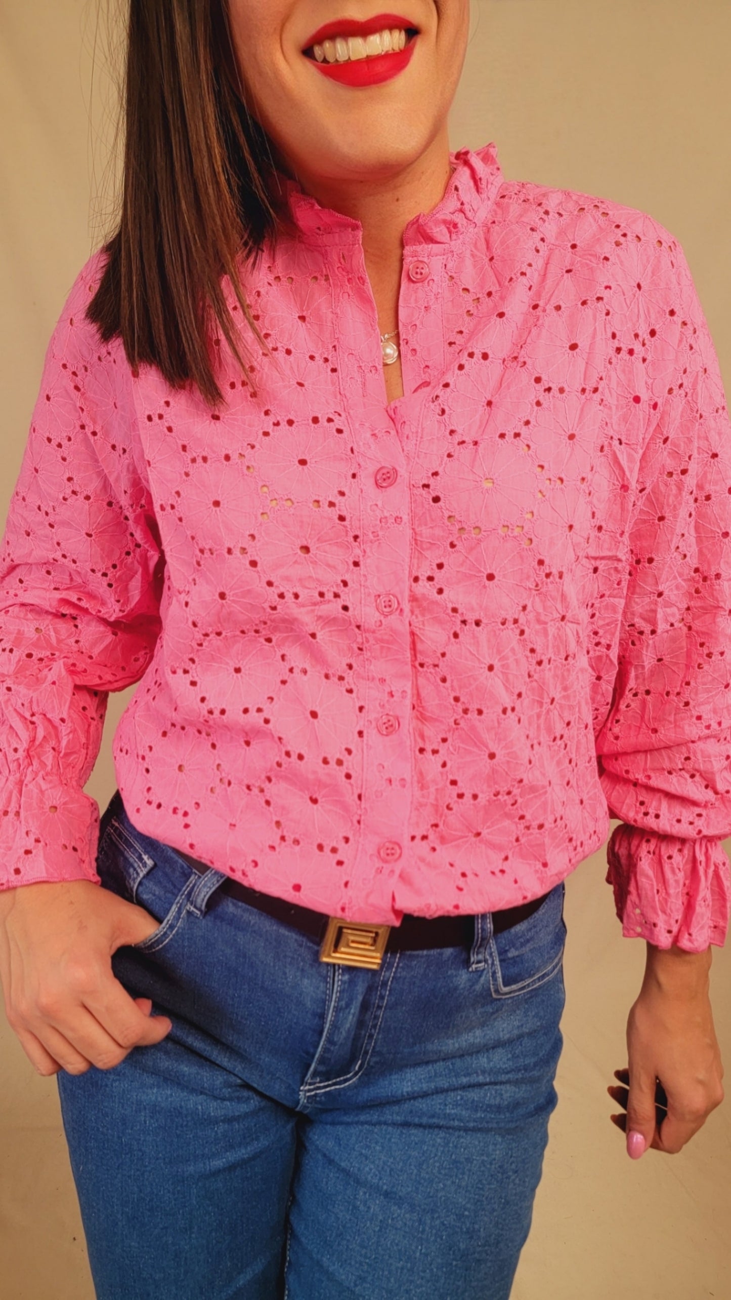 Eyelet Buttoned Shirt