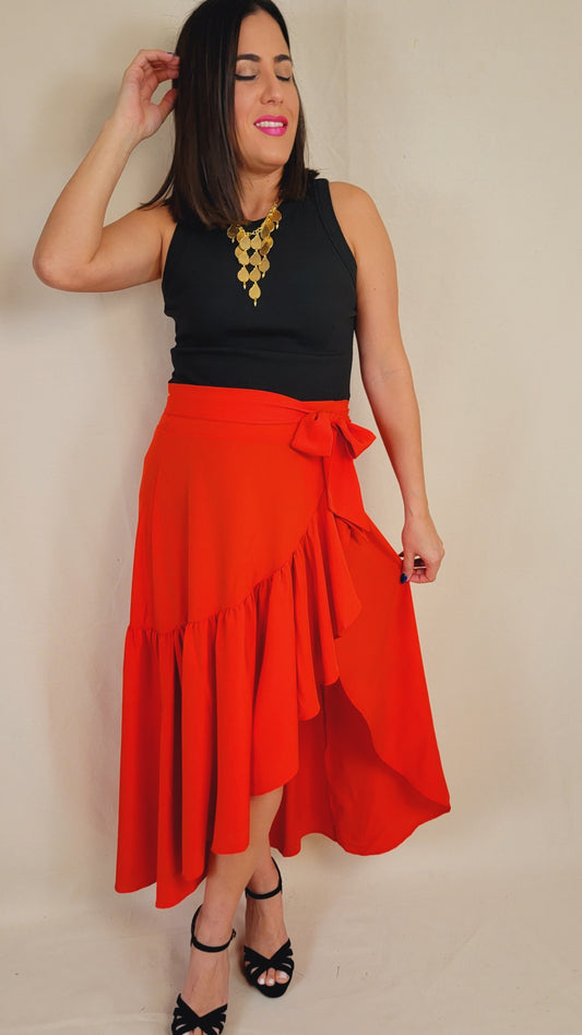 Red Wrap Up Skirt