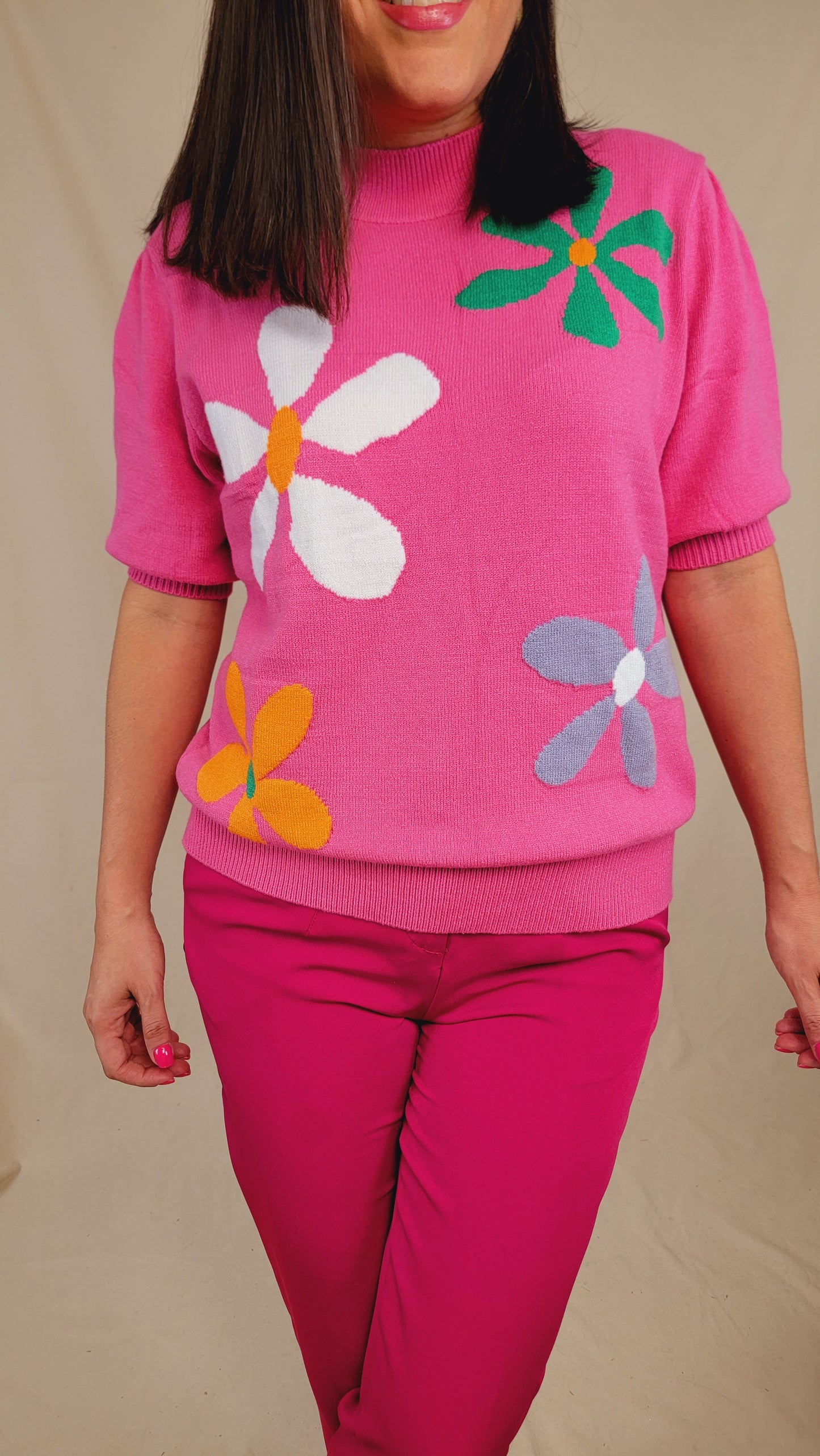 Pink Bubble Sleeve Sweater