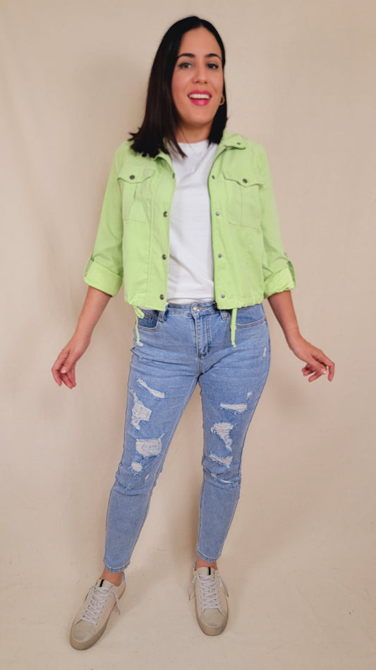 Buttoned Drawstring Jacket