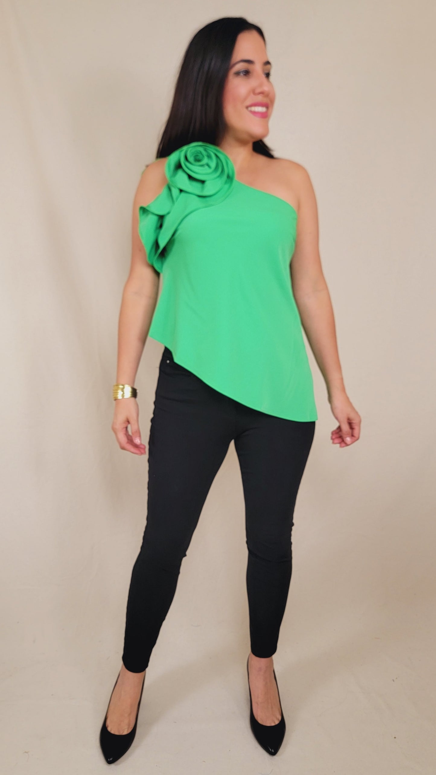 One Shoulder Asymmetric Blouse