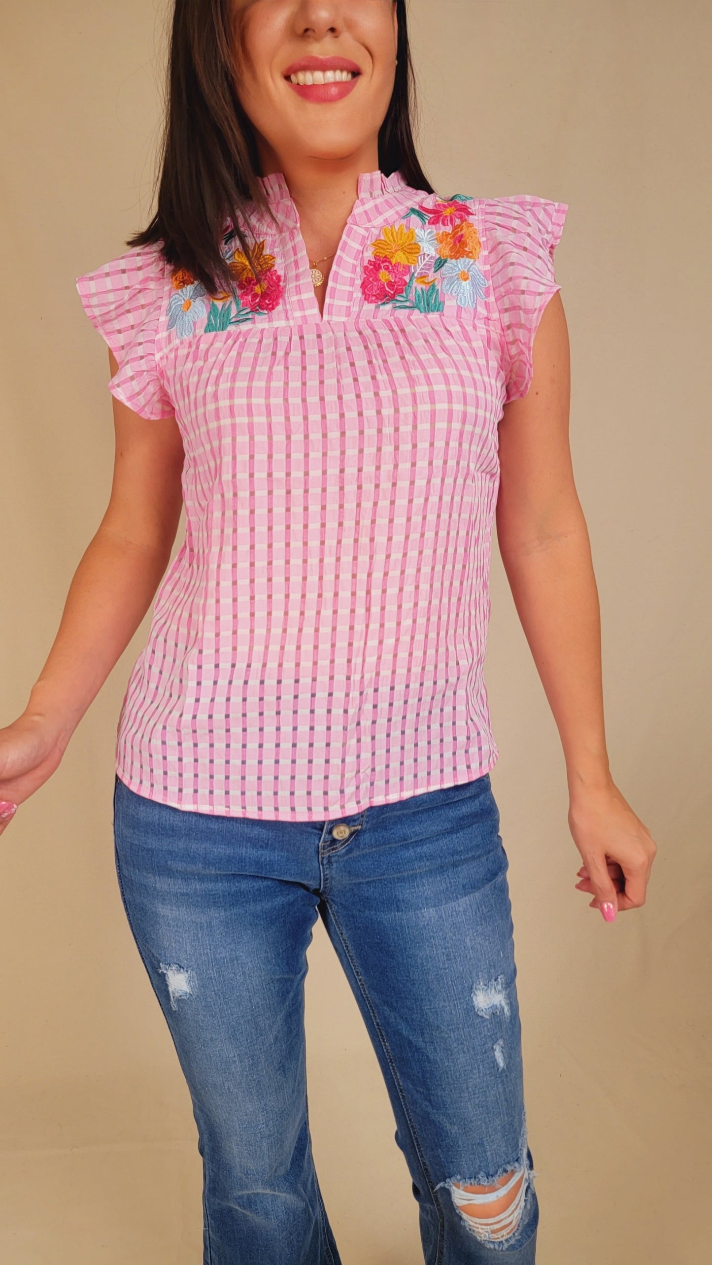 Pink Embroidered Blouse