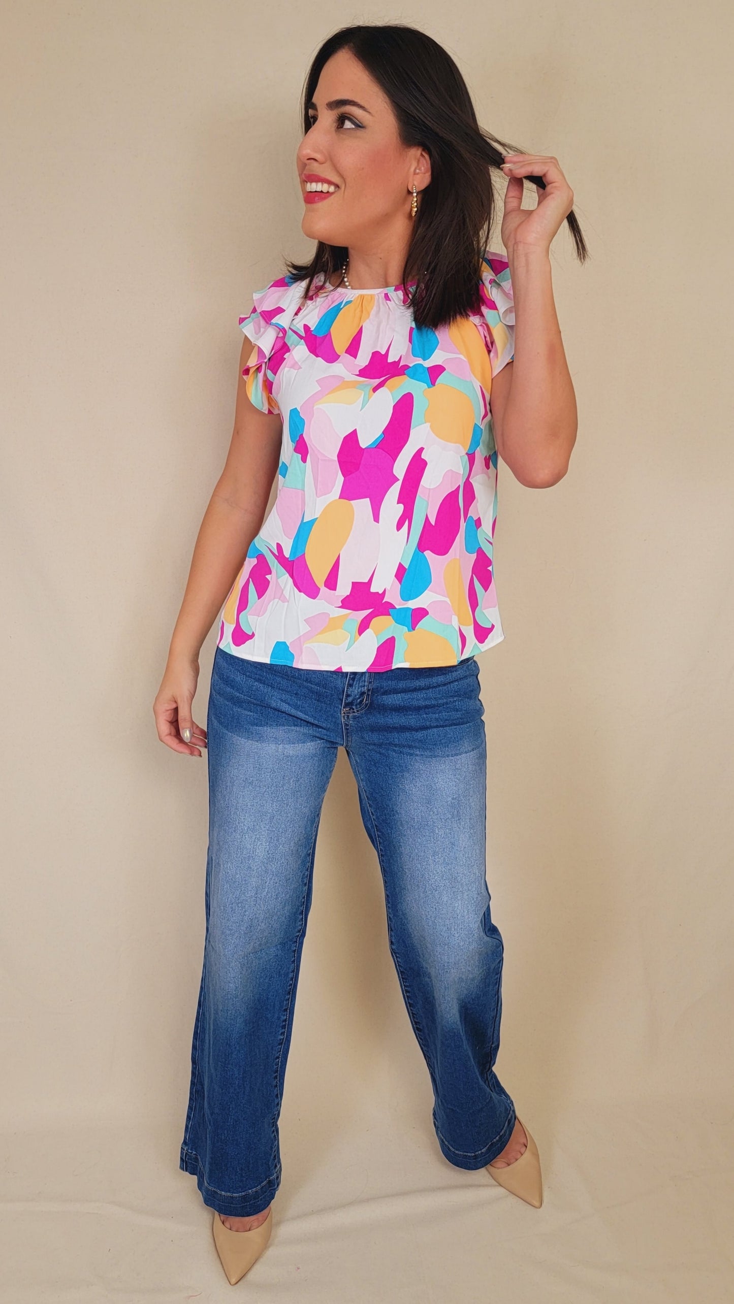Abstract Short Sleeve Top