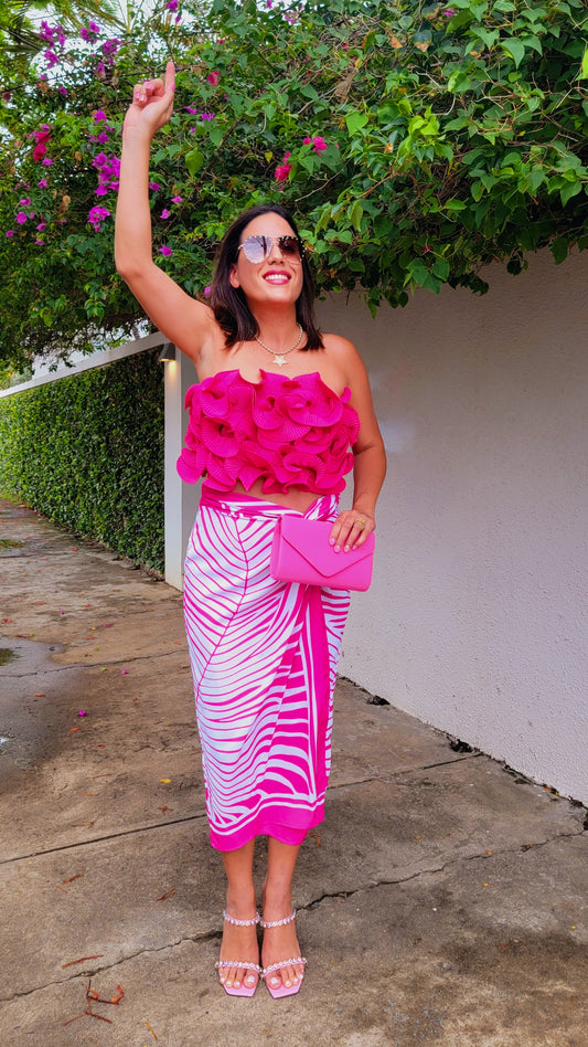 Fuchsia Ruffled Crop Top