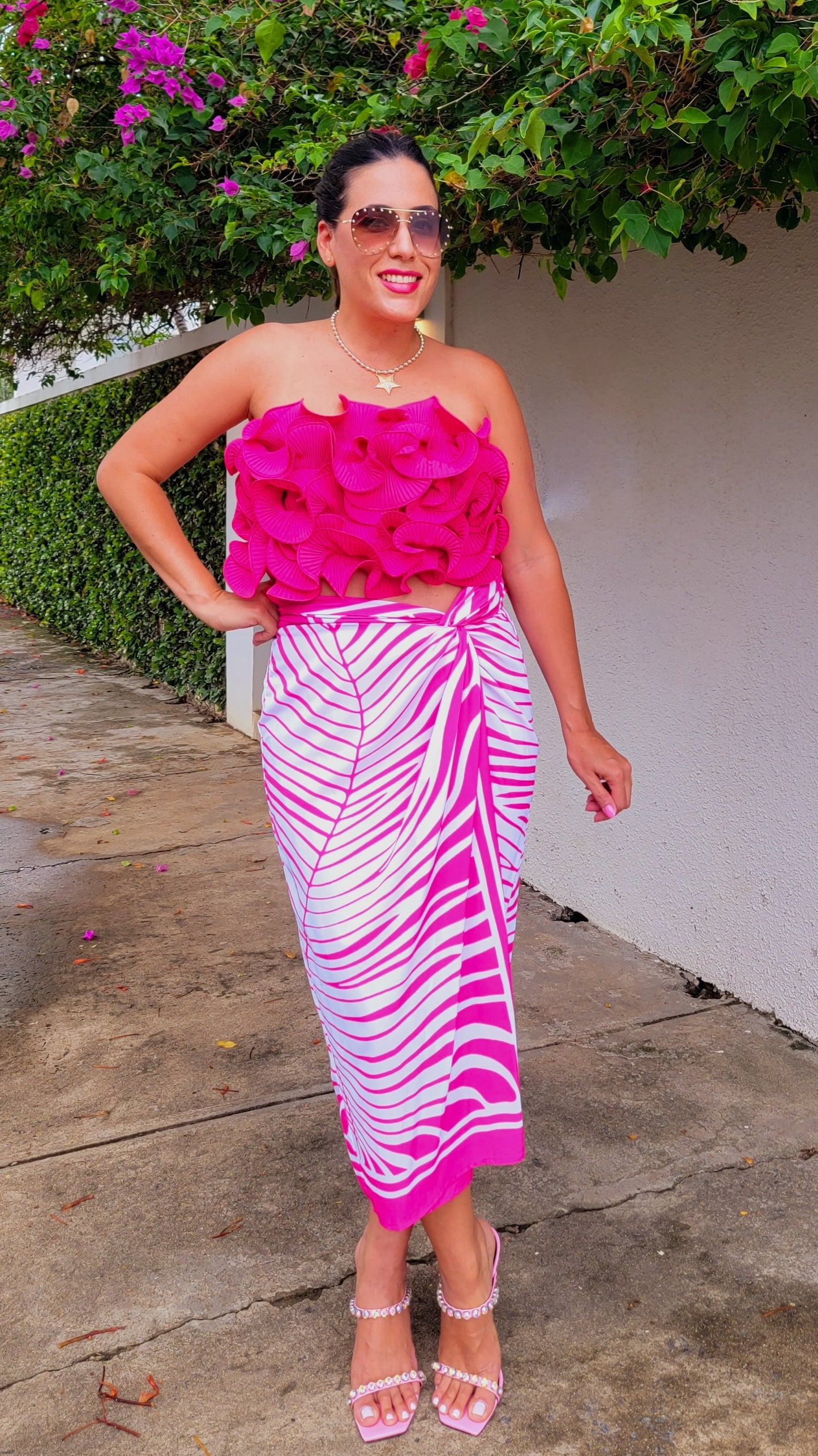 Fuchsia Ruffled Crop Top