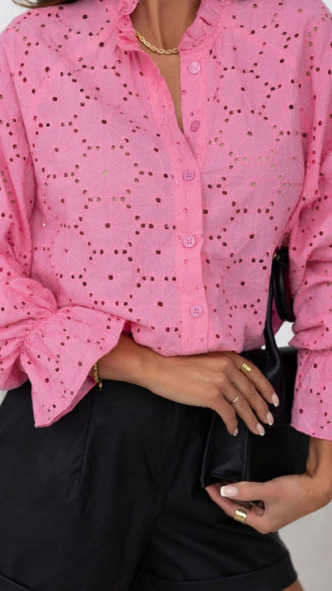 Eyelet Buttoned Shirt