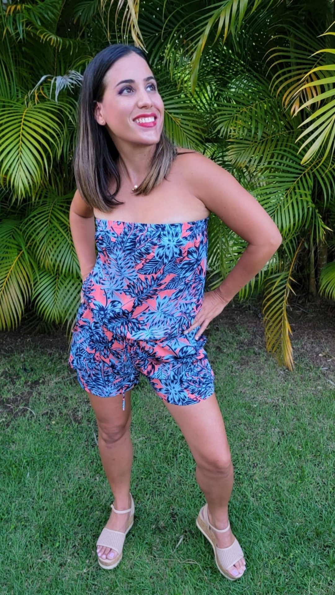 Leaf Strapless Romper