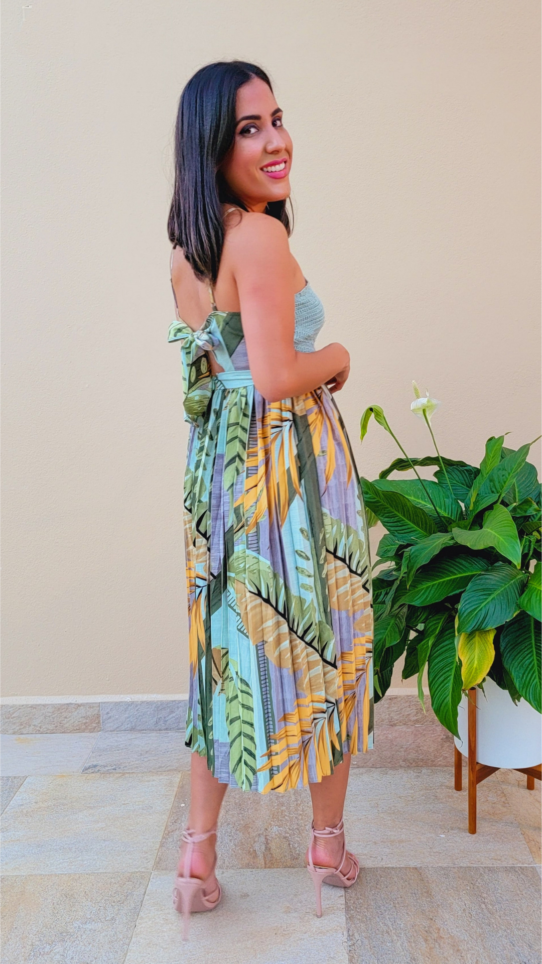 Tropical Print Midi Dress