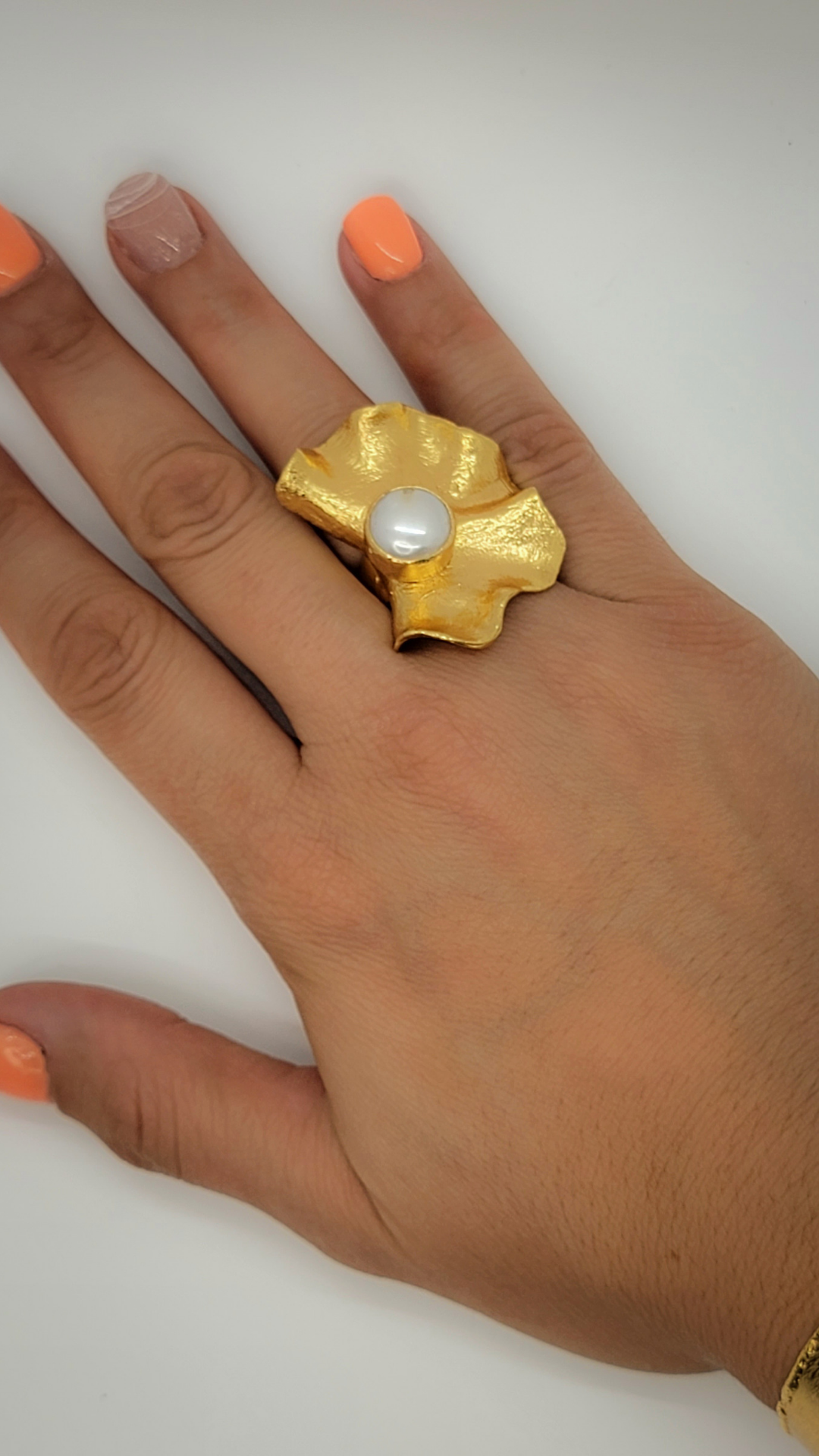 Pearled Flower Detail Ring