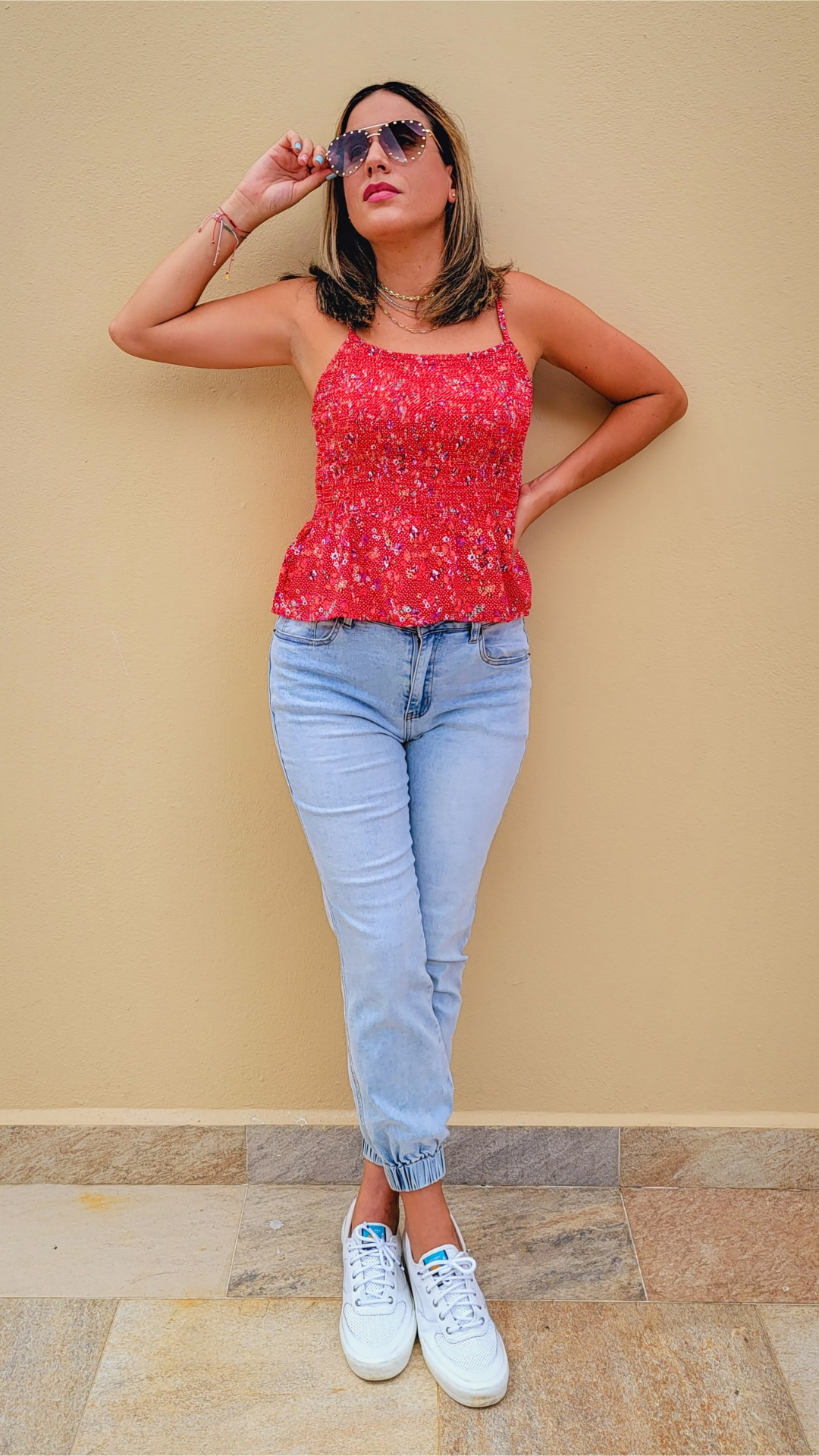 Floral Print Smocked Top