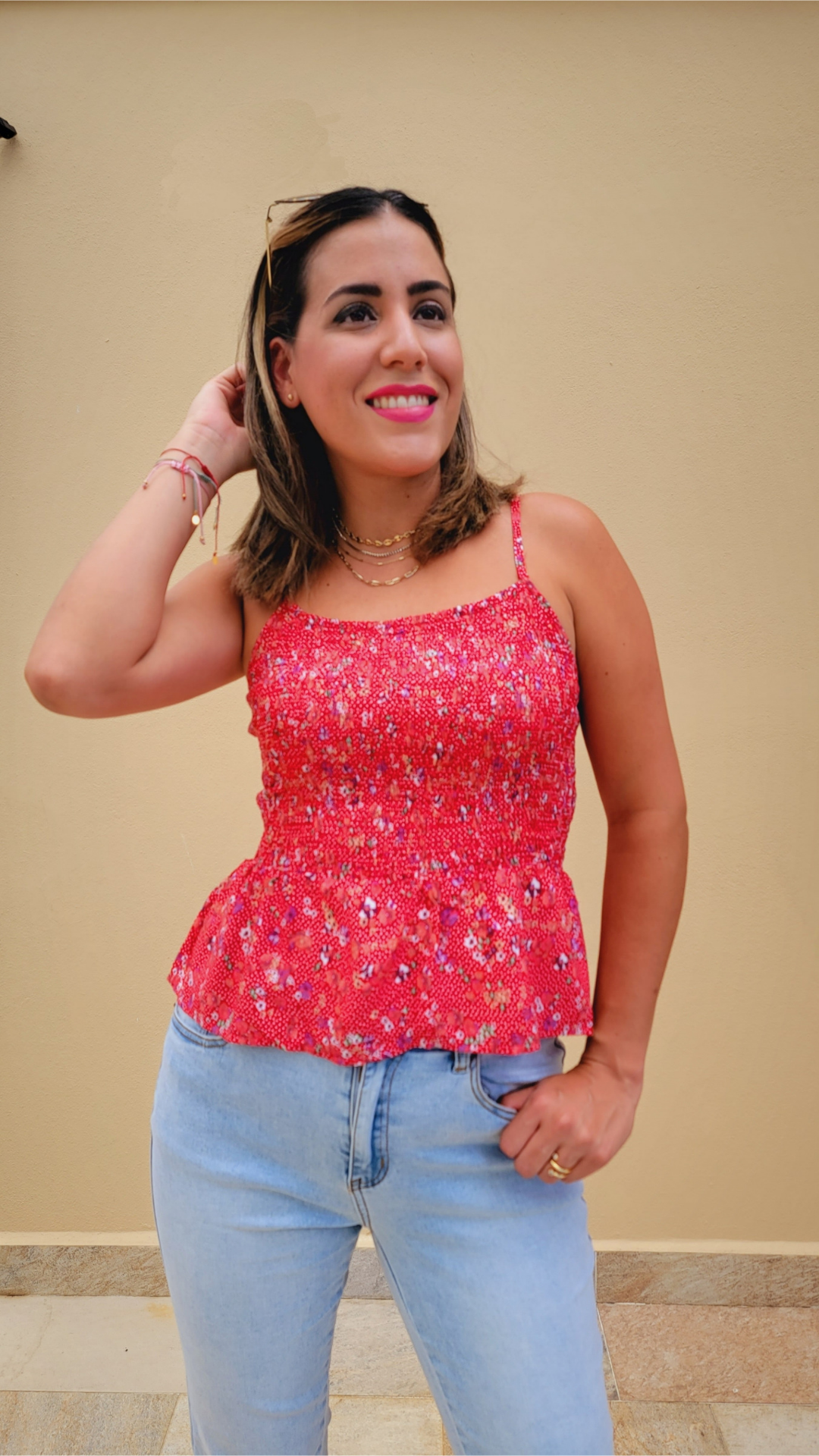 Floral Print Smocked Top