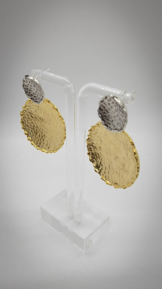 Round silver and Gold Earrings