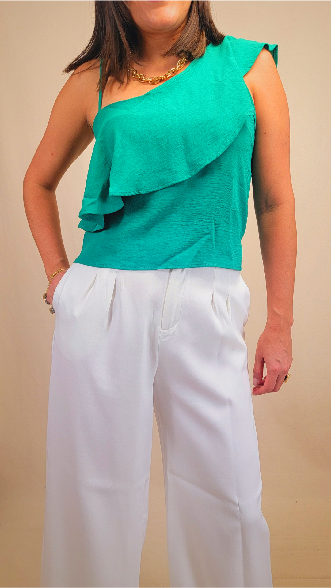 Ruffle One Shoulder Top