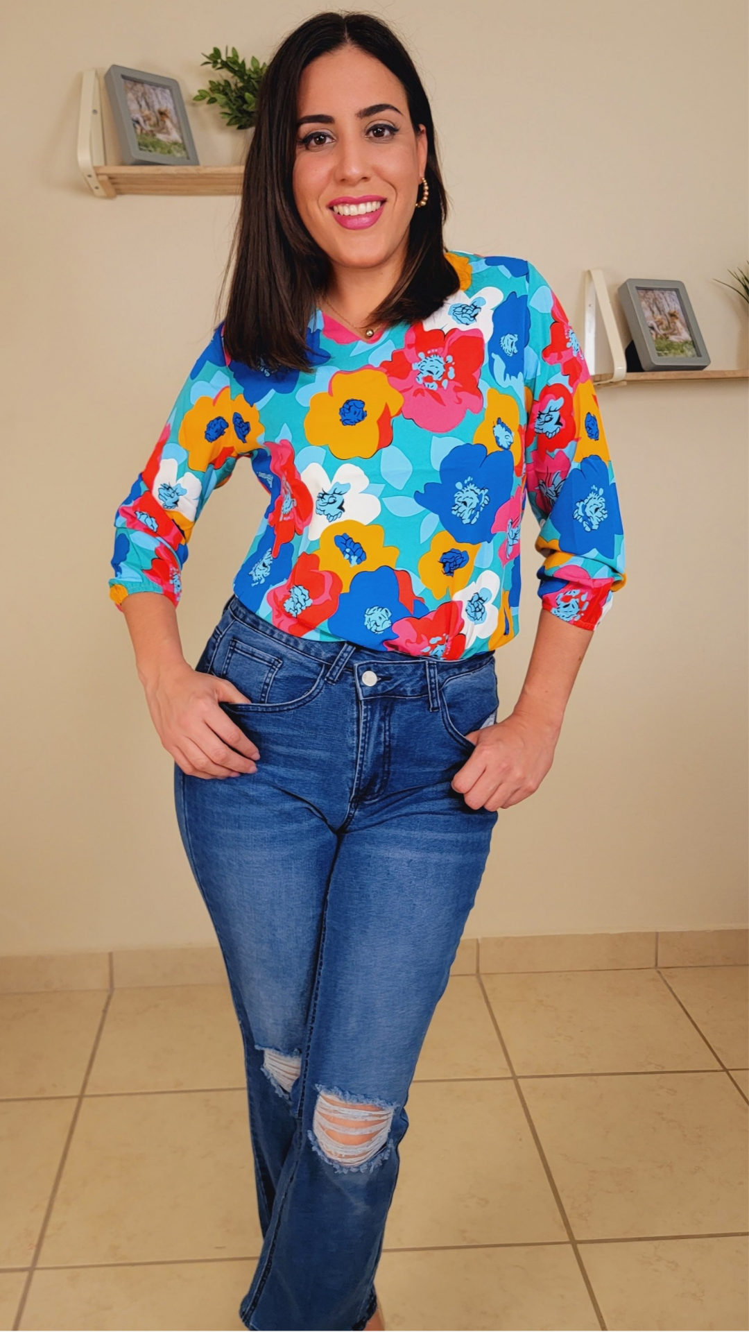 V-Neck Floral Blouse