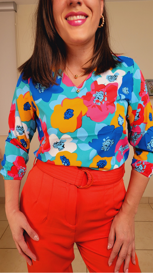 V-Neck Floral Blouse