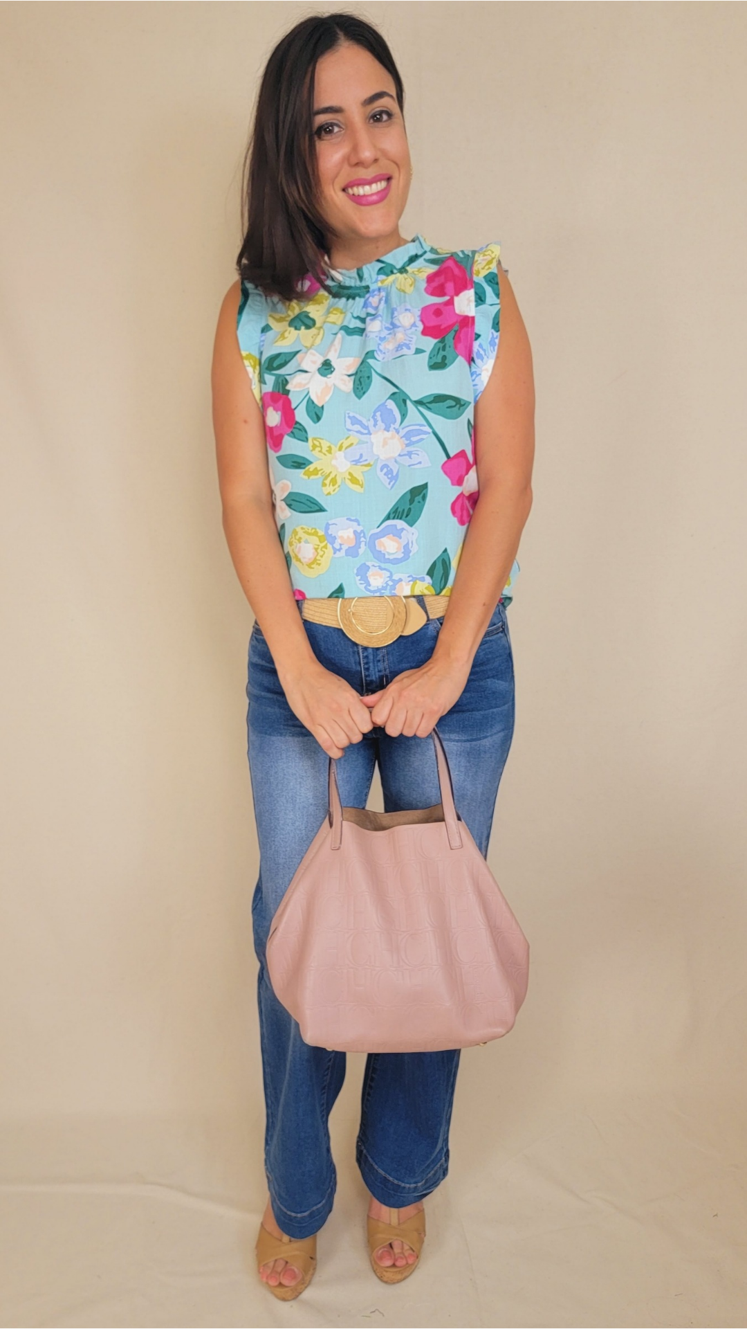 Green Floral Tank Top