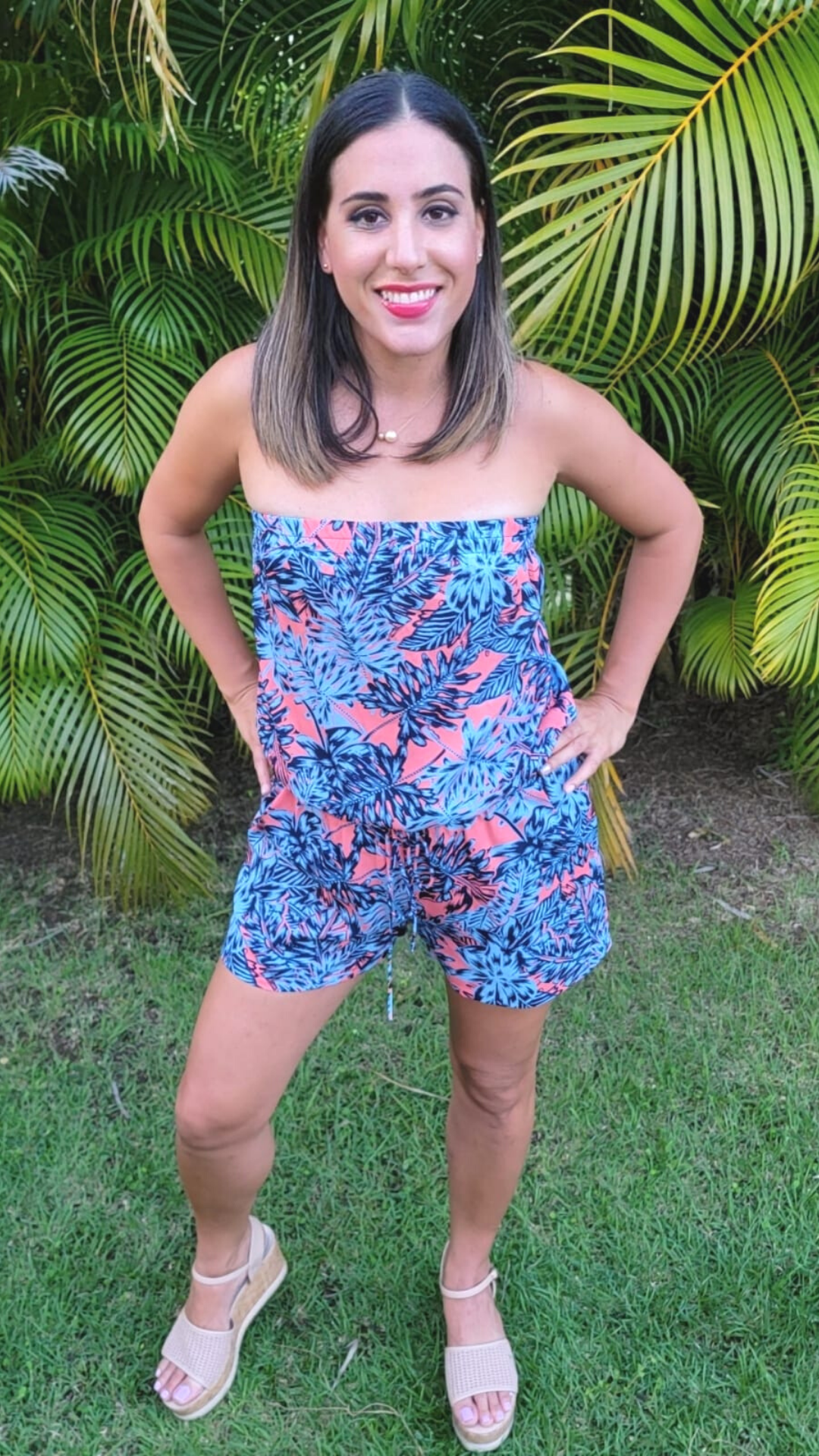 Leaf Strapless Romper